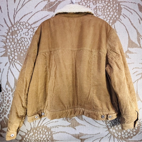 H&M Men's Dark Beige Corduroy Trucker Jacket with Sherpa Borg Lining Size XXL - Picture 12 of 12